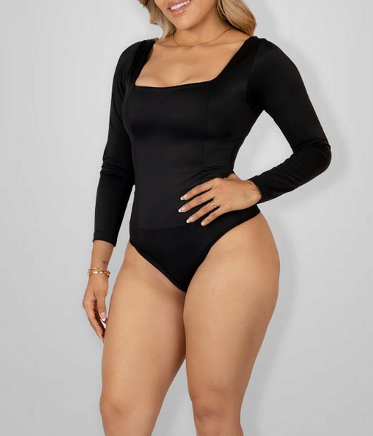 Square Neck Long Sleeve Bodysuit